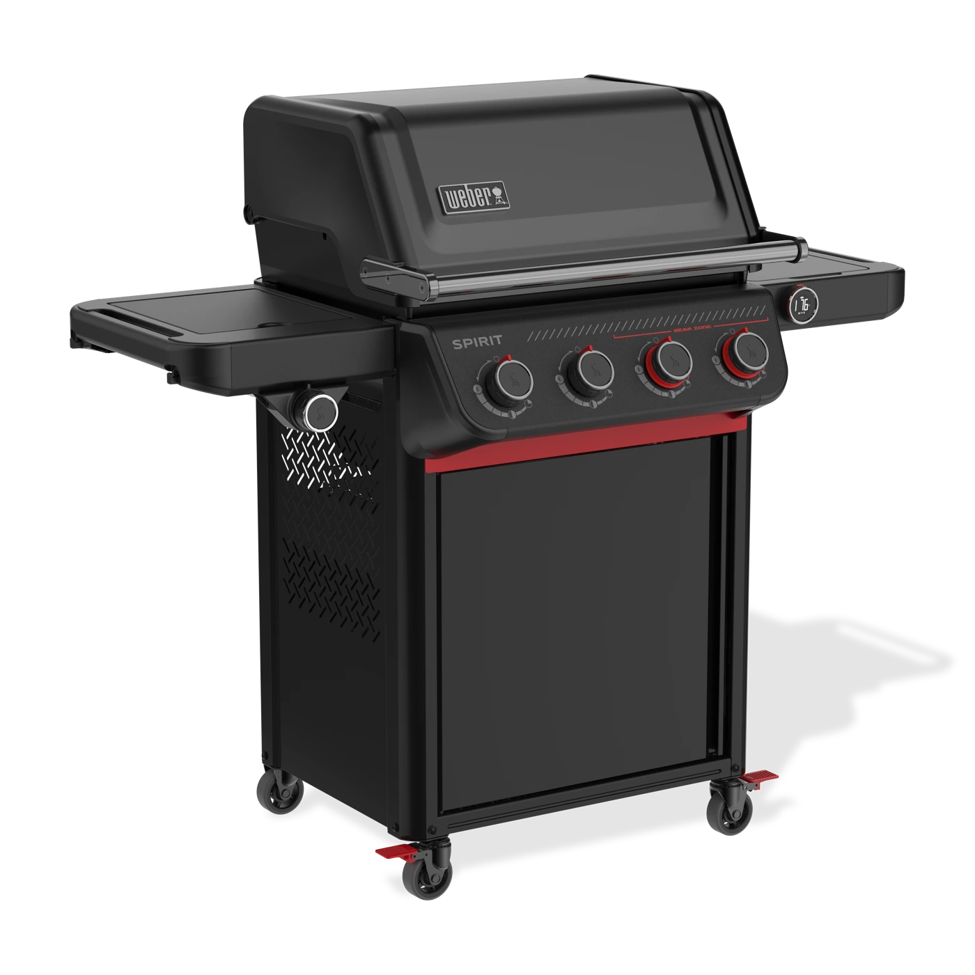 Černý gril Weber Spirit EPX-435R Stealth s červenými ovladači